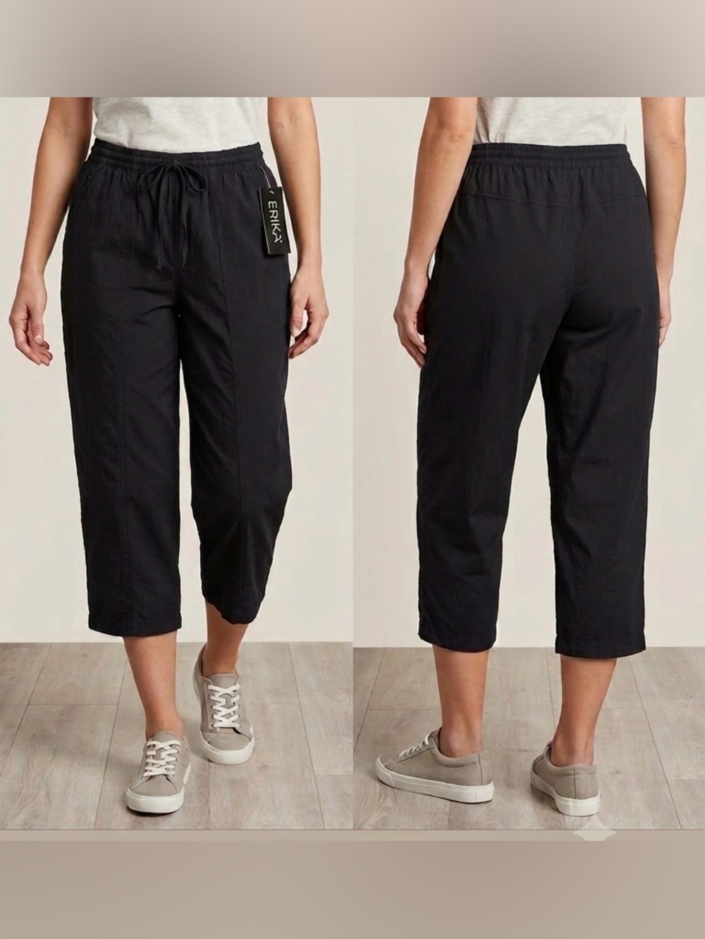 Erika Black Cropped Drawstring Capris